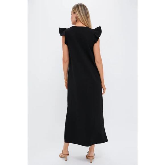 NWT Pomander Place Tuckernuck Black Flutter Sleeve Miko A-Line Maxi Dress Medium - Picture 2 of 11